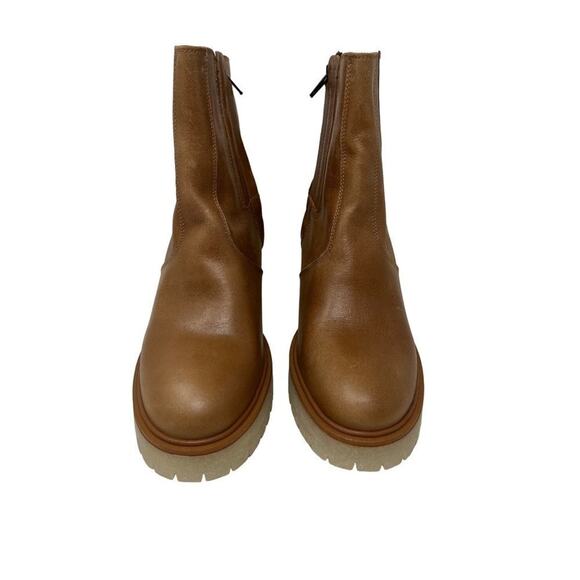 Free People James Chunky Heel Leather Chelsea Boot Brown 38.5 - Picture 4 of 8